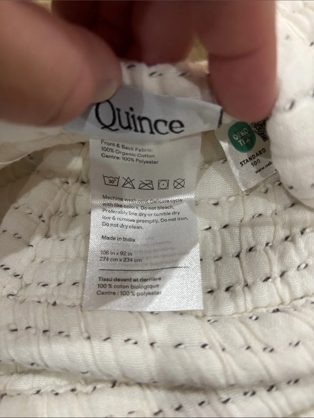 Quince Organic Cotton Channel Stitch Coverlet King Undyed